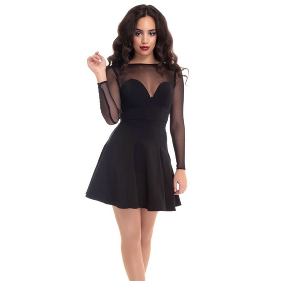Collectif Dresses & Skirts - Collectif Morticia Retro 1950s Long Sleeve Skater Dresss